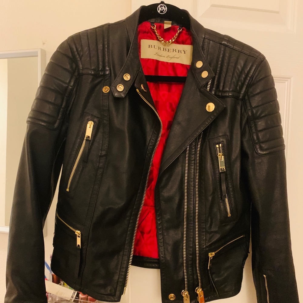 SOLD..Burberry Leather Biker Jacket